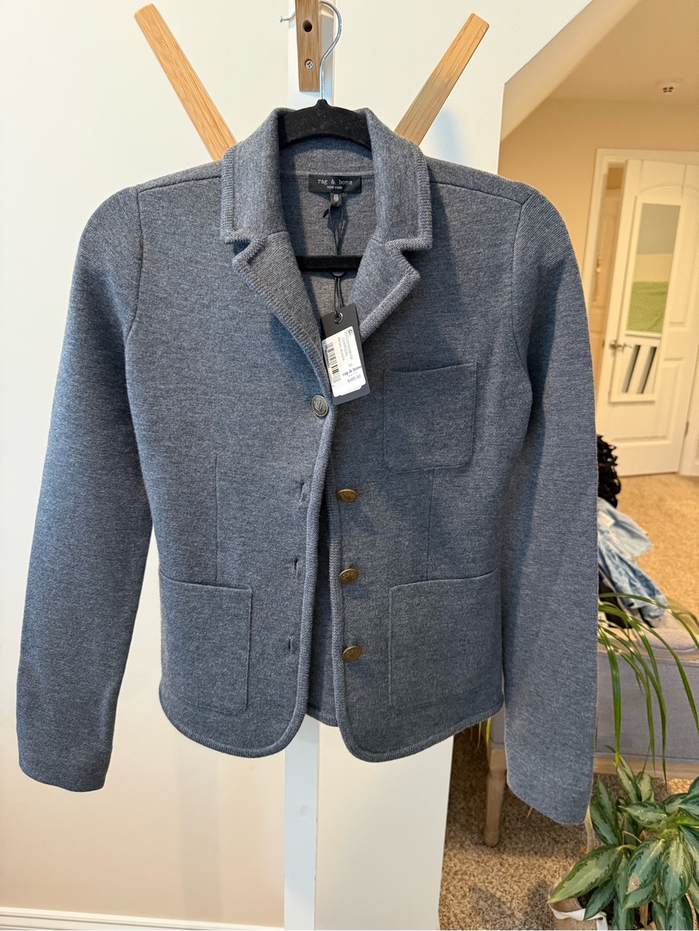 rag & bone Heather Slate Knit Blazer Jacket